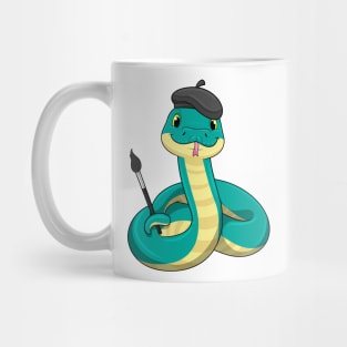 Snake as Painter with Paint brush Mug